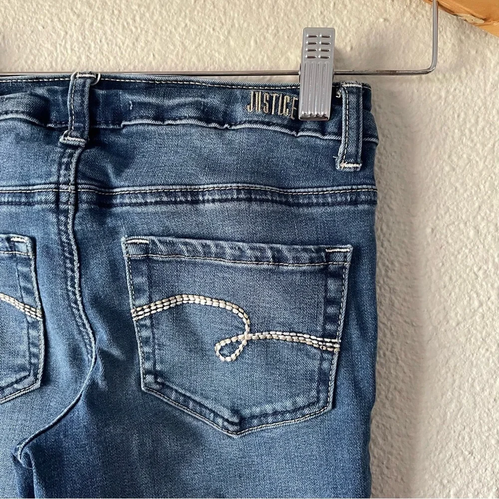 Justice Mid Rise Super Skinny Jeans Girls 10 Slim Blue Medium Wash Denim Stretch